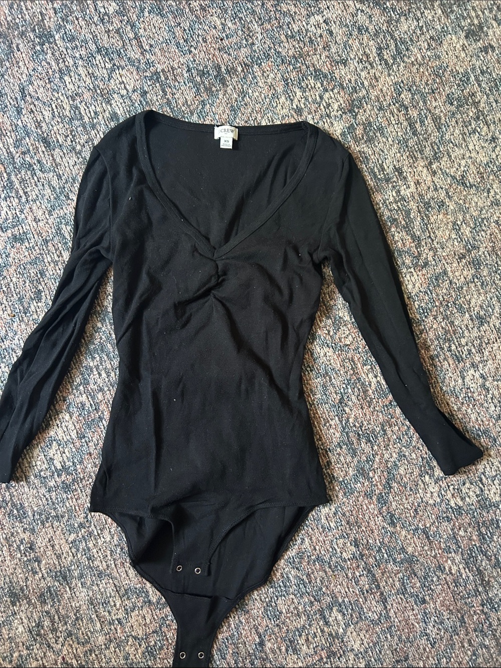 J. Crew Black Long-Sleeve V-Neck Twist-Front Bodysuit